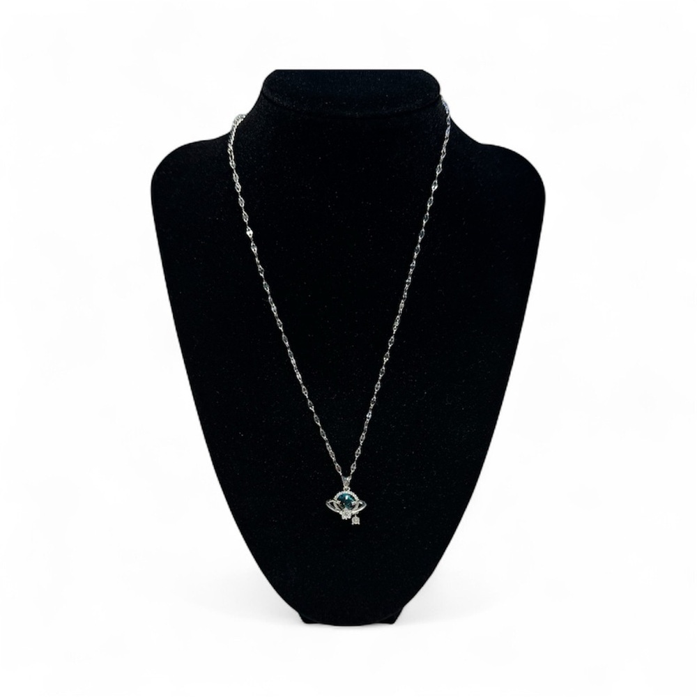 Y2K Blue Planet Star Pendant Necklace White Gold Plated Stainless Steel Jewelry - Picture 8 of 8